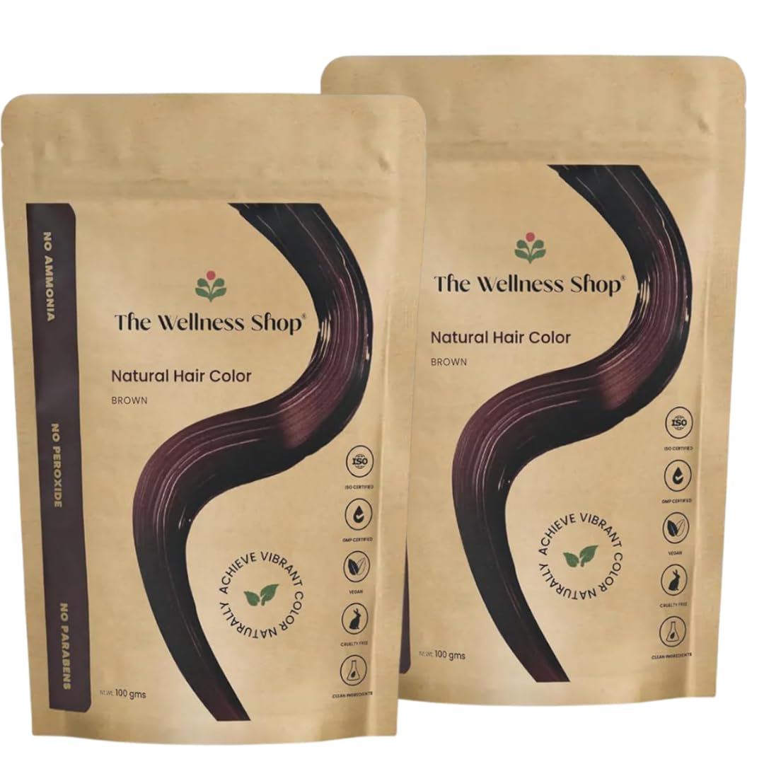 The Wellness Shop Natural Brown Hair Colour Powder Combo Set | 100g X 2 | Ammonia, Chemical-Free, Long-Lasting Color Shade | Nourishes & Strengthens Root, for Men & Women-image-16