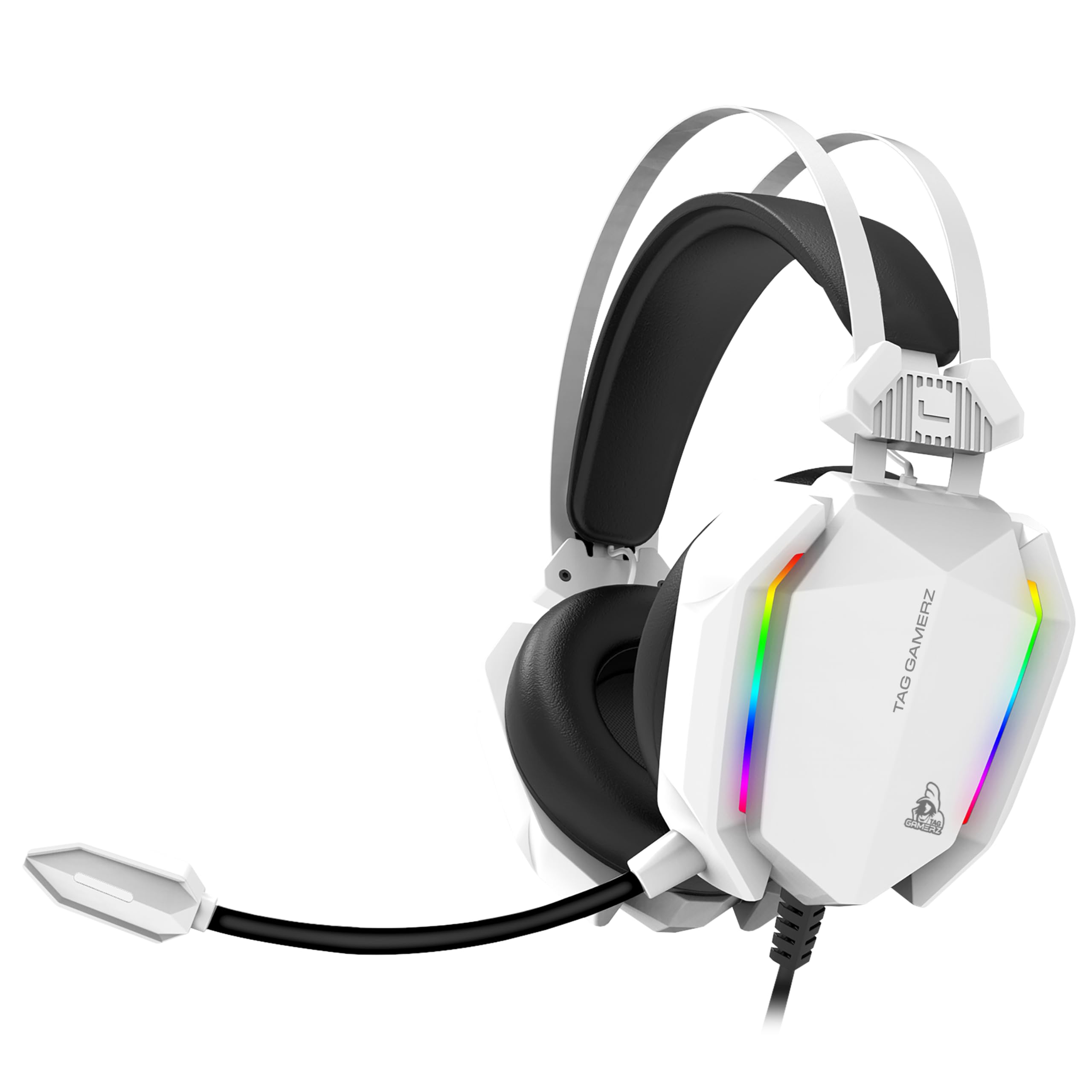 TAG Gamerz Titan RGB White Over-Ear Gaming Wired Headphone | Soft Ear Cups | 50mm Neodymium Driver | 3.5mm Audio | 2m Cable | Flexible Mic for Calling | Suspension Headband | 3.5mm + USB Connector-image-43