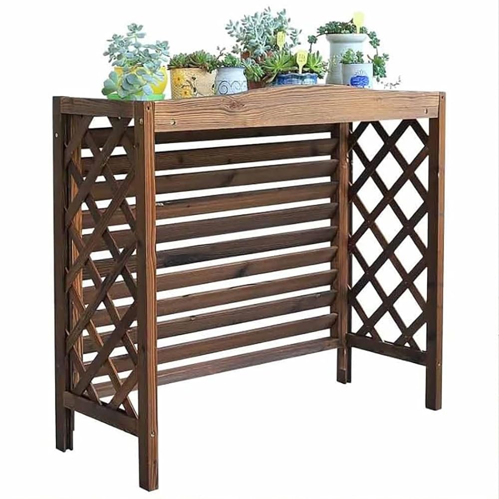 QYMYOZ Outdoor Air Conditioner Cover, Wooden Heat Pump Cover, 100x43x94cm Protective Enclosure, Trash Can Fence, Weatherproof AC Unit Protector (39.3x16.9x37in)