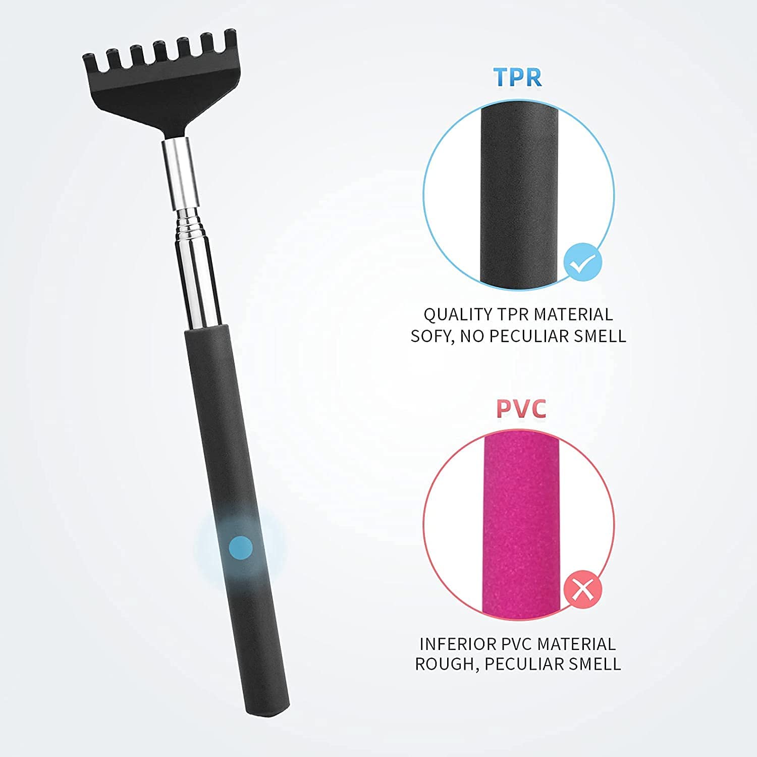 Woogor Small Adjustable Portable Extendable Back Scratcher Massage Stick Metal Stainless Steel Telescoping Itching Stick Tool (1 Pcs Multi Color) - Image 9 thumbnail