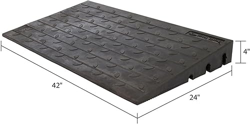 Vista 7 de Silver Spring Rampa de umbral, elevador máximo de goma sólida de 4 pulgadas con 3 canales, color negro, rampa de asistencia de movilidad portátil