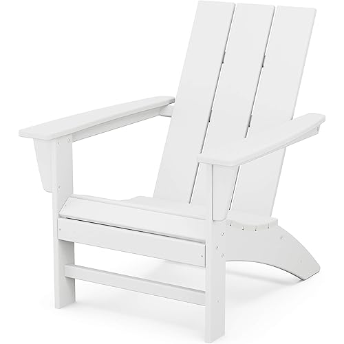 POLYWOOD AD420WH Modern Adirondack Chair, White, Durable High Density Polyethylene Construction, Easy Assembly, Waterproof, Comfortable Contoured Seat