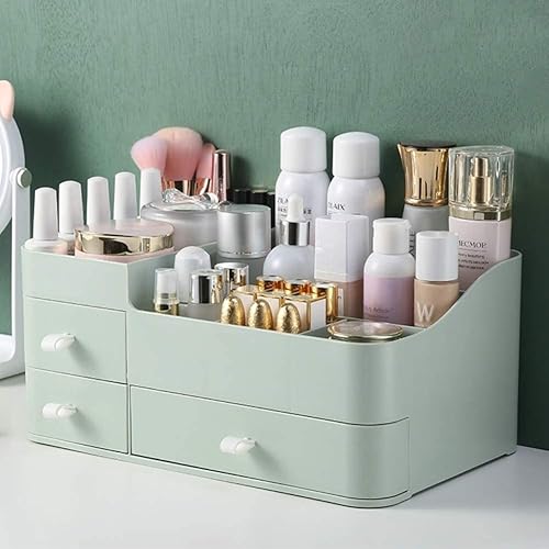 Organizador de maquillaje para tocador, organizador grande de encimera con cajones, almacenamiento de cosméticos para el cuidado de la piel,