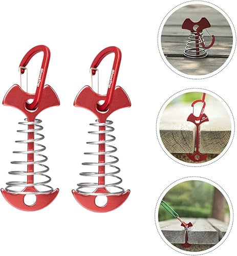 Miniatura 5 de 2 unids Fishbone Tent Spring Buckle Aleación de Aluminio Estacas Cuerda de Viento Hebilla para Estacas Tierra Clavos para Camping