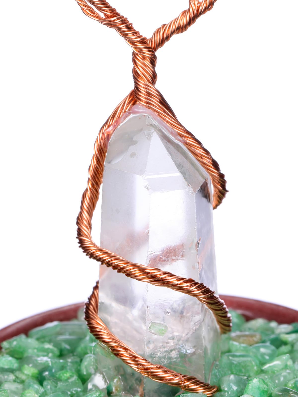 JOVIVI Albero della Vita Soprammobile in Pietra Naturale con Bacchetta di Cristallo Feng Shui Albero Portafortuna Torre Cristallo Curavito Reiki Guarigione Vaso Ceramica Decorazione Interni - 7 Chakra