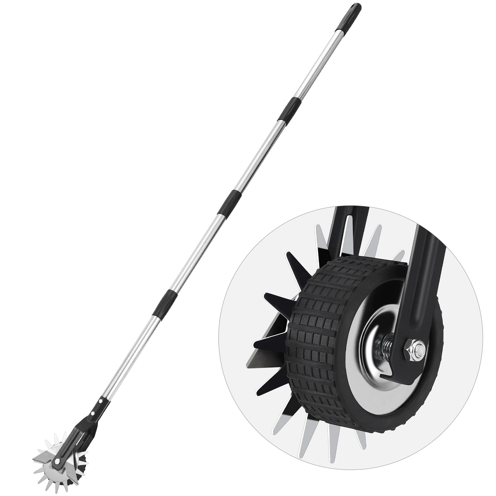 HAUSPROFI Rasenkantenschneider mit Verbesserter Stiel und Schleifmesser, [2026 Version] Kantenschneider Rasen auf Rollen - Rasenkantenroller Einstellbar, 3-Teiliger Edelstahlgriff (97,5/135/172cm)