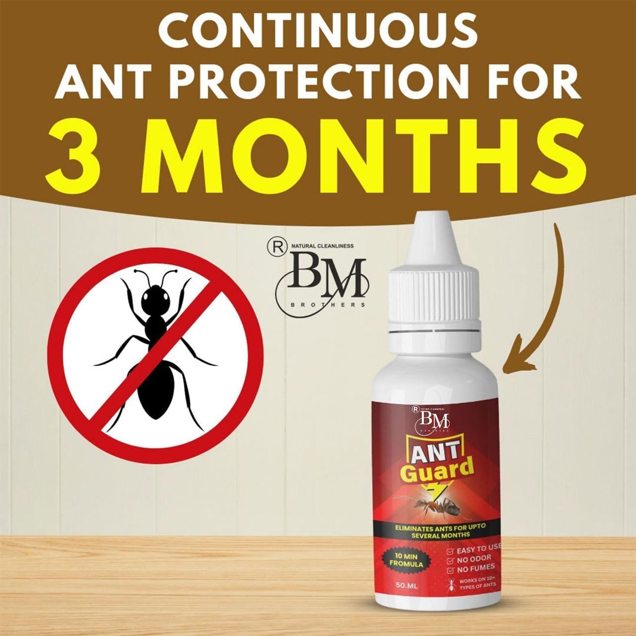 ARYUG Advanced Herbal Ant Guard Liquid | 100% Natural & Non-Toxic Drops | Powerful Organic Repellent & Cleaner for Pest-Free Home & Kitchen (50ml) (4) 4