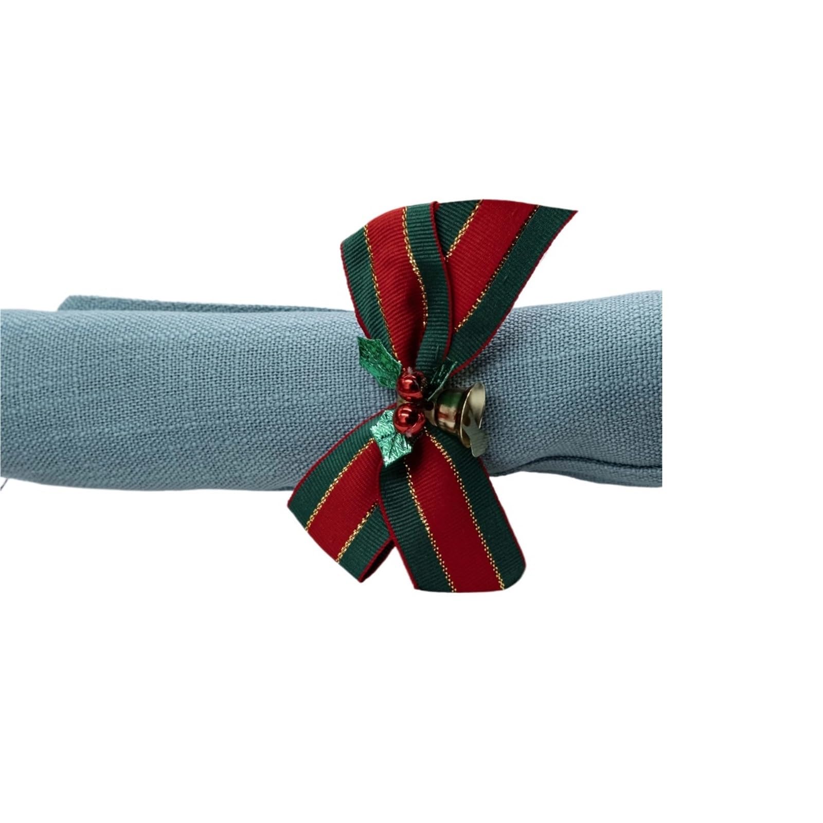 12Pcs Elegant Christmas Bow Napkin Rings- Festive Red & Green Decor, Table For Weddings, Banquets, Hotels for Wedding Banquet Dinner