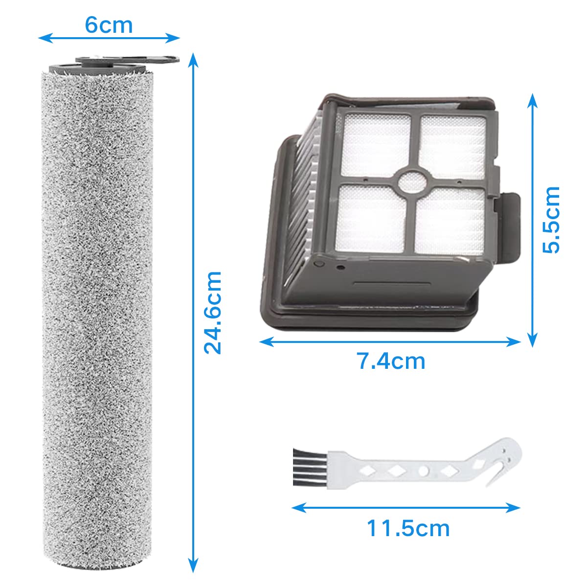 VACUSHOP Replacement for Vacuum Cleaner Dreametech H11&H11 MAX Roller Brush Accessories Parts X2 Roller Brush X2 Filter