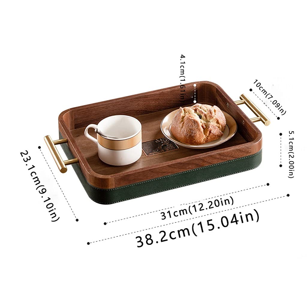 Bandeja de mesa de centro elegante bandeja de madera de nogal rectangular comida para el hogar desayuno merienda pan pastel bandeja taza de café bandeja para servir bandeja de desayuno (color: A) (A)