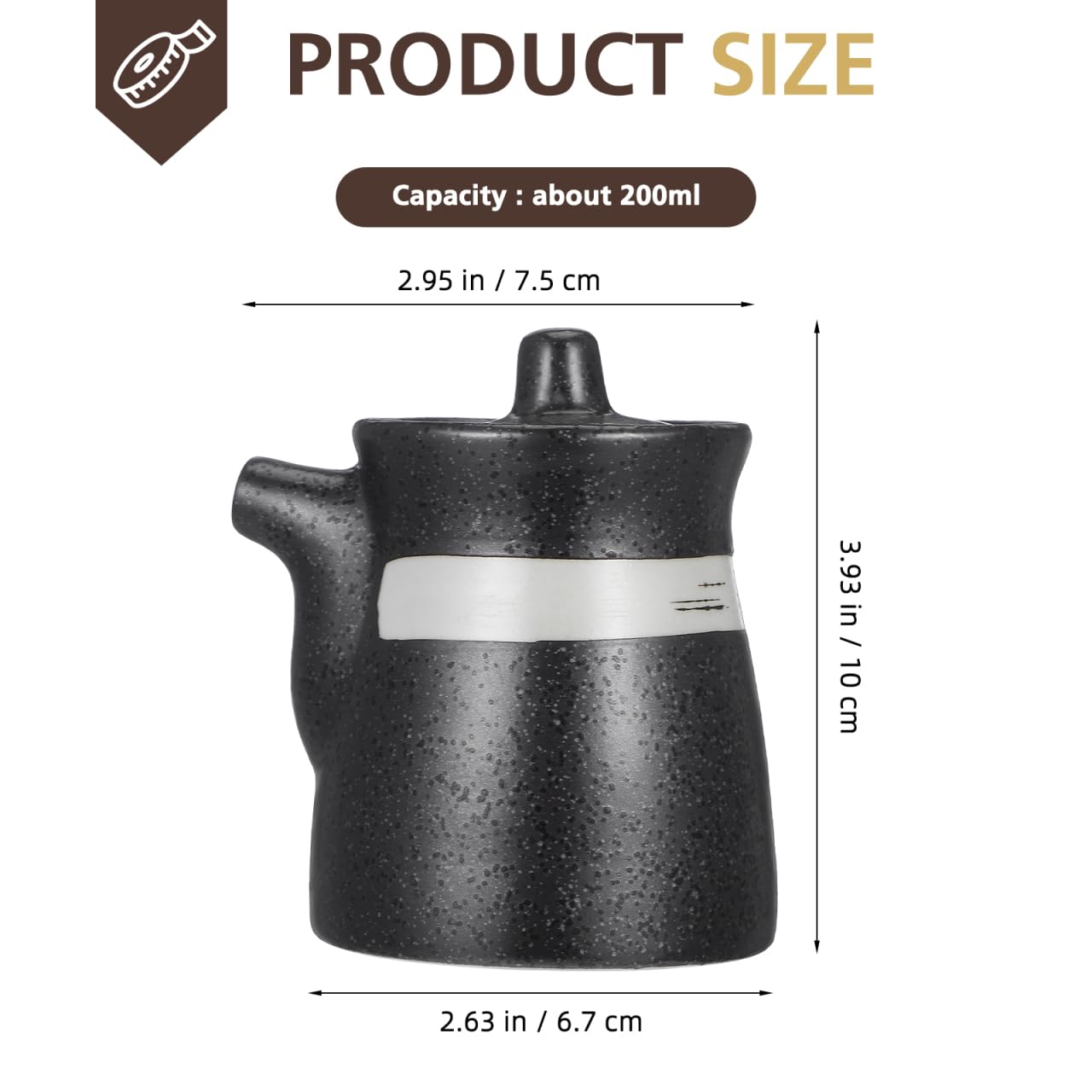 DOITOOL 2 dispenser di olio d'oliva, vaso di salsa di olio in ceramica, vaso di condimento di soia in stile giapponese, bottiglia di salsa di soia da 160 ml (nero)