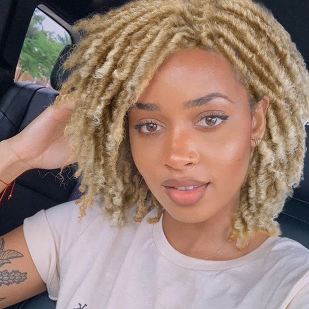 Amazon Com Wignee Short Dreadlock Wig Twist Wigs For Black Women Short Curly Synthetic Wig Blonde Beauty Personal Care