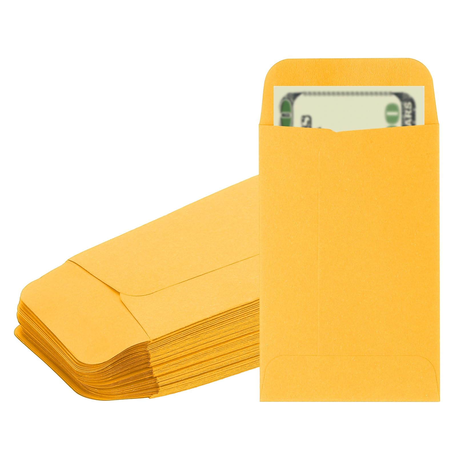 PATIKIL Money Envelope, 50 Pack 3.5" x 2.2" Cash Envelopes Money Holder Bags Budgeting Saving Challenge Letter for Gift Coins Checks Tickets Jewelry Passport Card, Deep Yellow