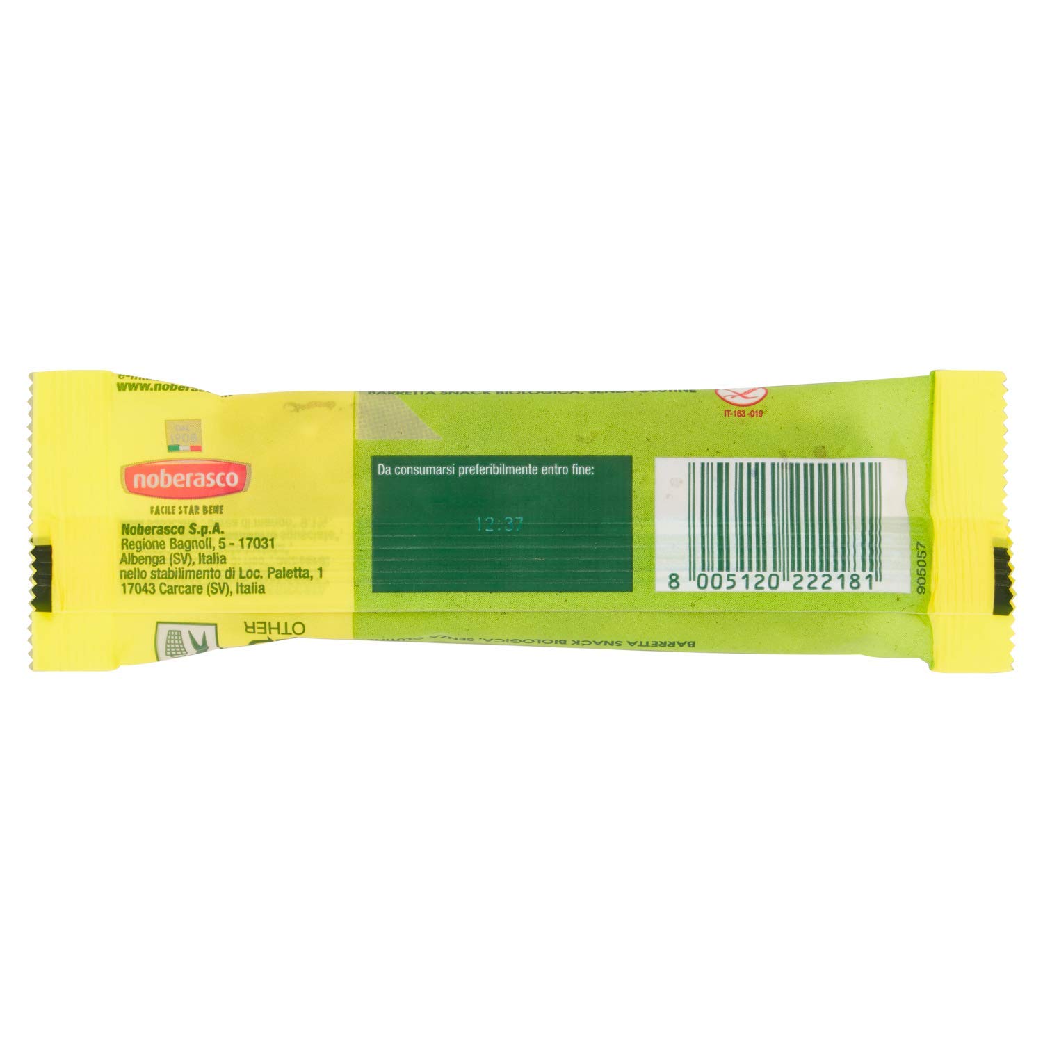 Noberasco Bio Barretta con Mango e Gelso Nero, Barretta con frutta essiccata, frutta secca e semi, biologica, 24 x 30g