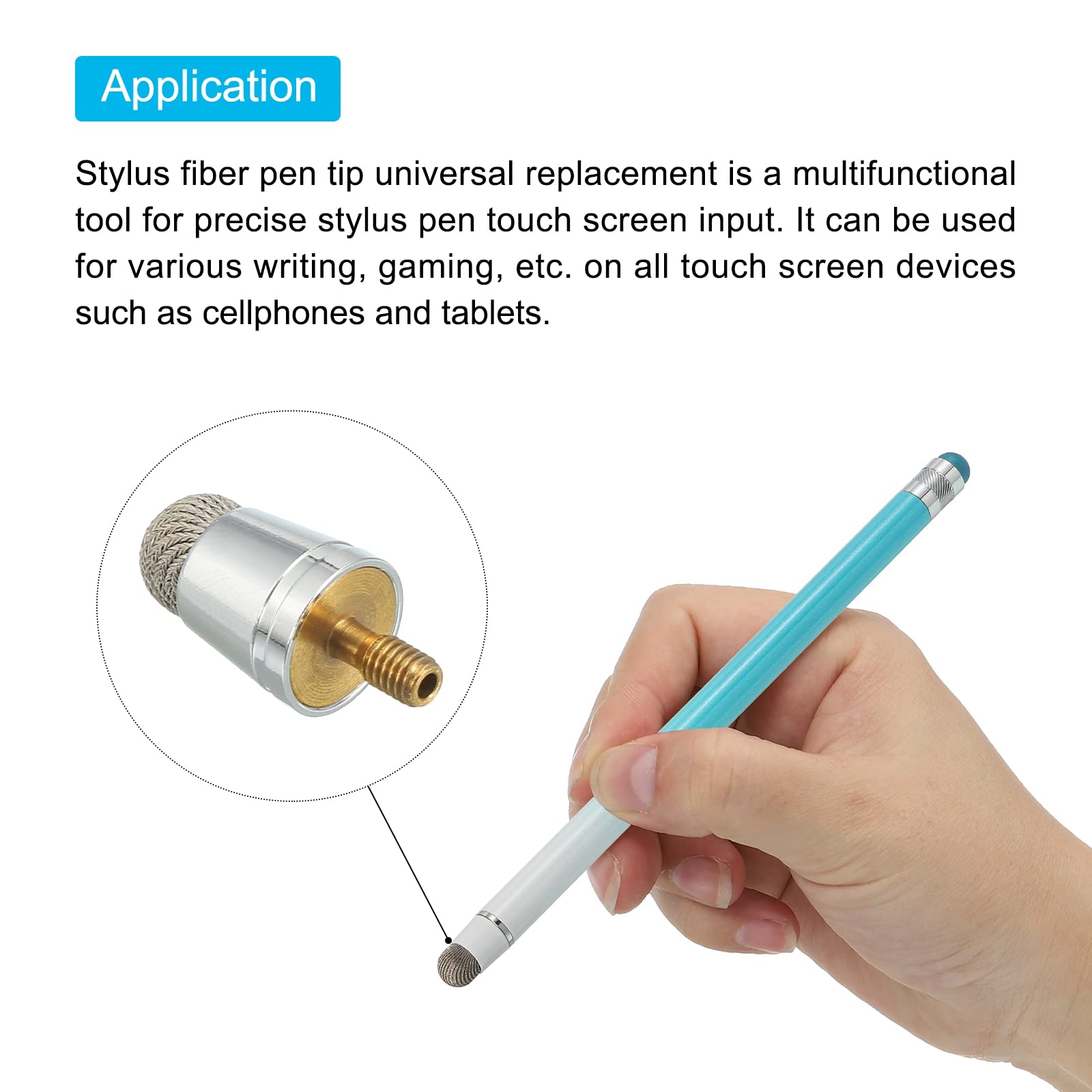 sourcing map 8pcs 7mm Stylus Pen Fiber Fine Tips Universal Replacement High Precision for 2 in 1 Stylus Pen Capacitive Touch Screen Devices
