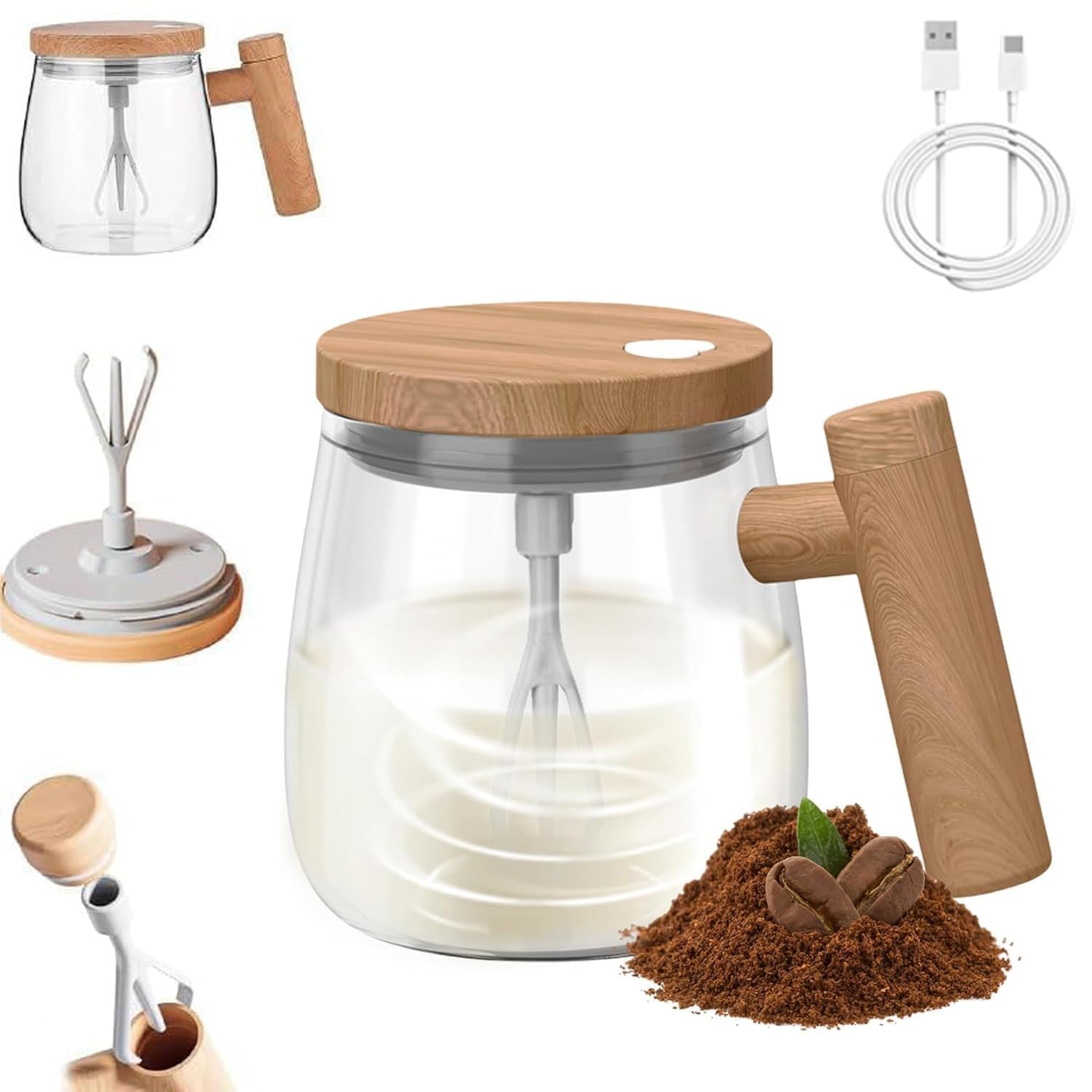 Electric Self Stirring Coffee Mug, High Speed Rechargeble Mixing Cup for Effortless Mixing, Coffee Frother Maker Mug, Automatic Blending for Milk/Protein Powder Home/Office/Travel 400 ML-image-34