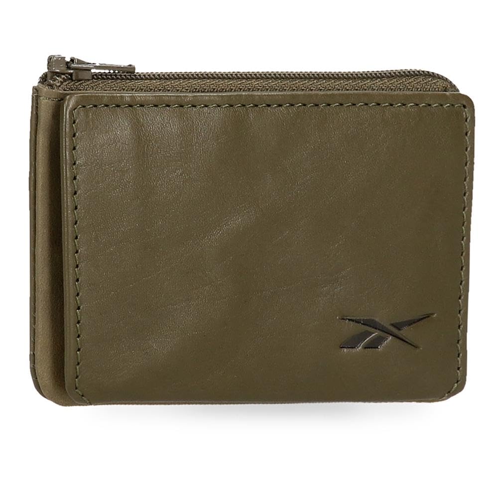 Reebok - Club Wallet with Card Slots, Green, 11 x 7 x 1.5 cm, Leather