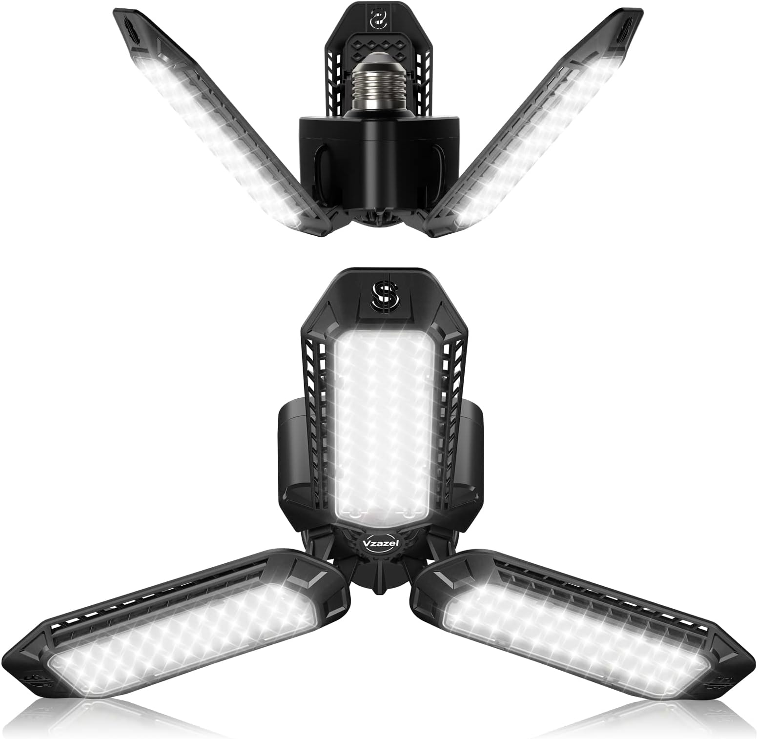 Garage Light - LED Garage Light 2 Pack - 8000LM Glare-Free 360° Illuminator Garage Light - 60W 6500K Deformable Garage LED Light - E26/E27 Garage Light for Basements, Barn, Farmhouse and Attics