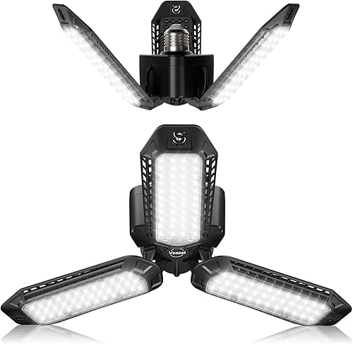 Luz de garaje Paquete de 2 luces LED de garaje Luz de garaje iluminadora de 360 sin deslumbramiento Luz LED de garaje deformable de 60 W 6500 K