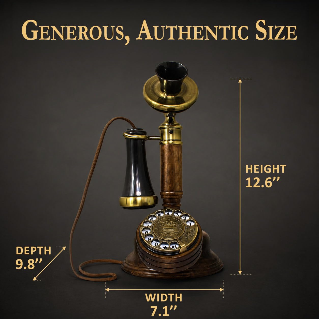 Opis Technology 1921 Cable Model C Real Wood Candlestick Rotary Phone — Amazon image 8