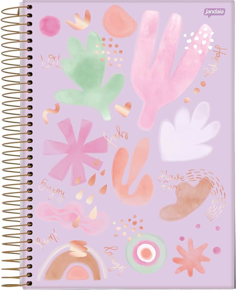Jandaia - Caderno Espiral College 175x242mm CD 1 Matéria 80 Fls La Creme Fundo Lilás FSC