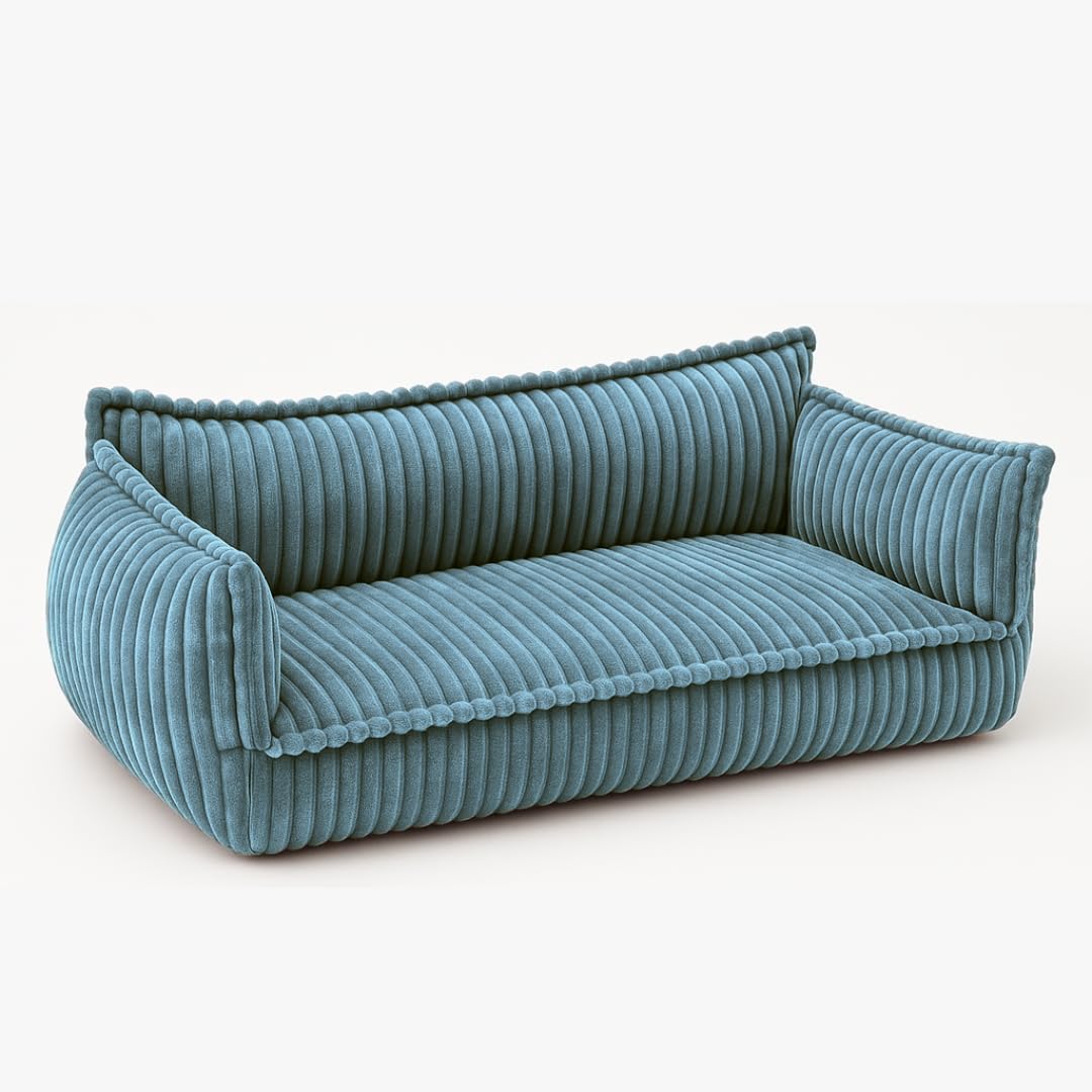 chilly pilley® Kinder Sofa aus weichem Cord – Bequeme Kindercouch mit abnehmbaren, waschbaren Bezügen – Erhältlich in vielen Farben, ideal zum Spielen, Lesen und Entspannen (Blau)