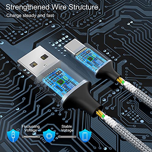 Usb Type C Cable 5Pack (3/3/6/6/10Ft) Nylon Braided Usb C Cable Fast Charger Charging Cord Compatible Samsung Galaxy S9 S8 Note 9 Note 8 Plus,Lg V30 G6 G5 V20,Google Pixel, Moto Z2, Ipad 2021And More #TOP1