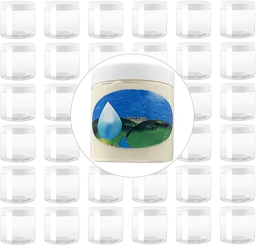 46 tarros de plástico de 4 onzas con tapa blanca, contenedor transparente de cosméticos sin BPA y botella de almacenamiento transparente de boca