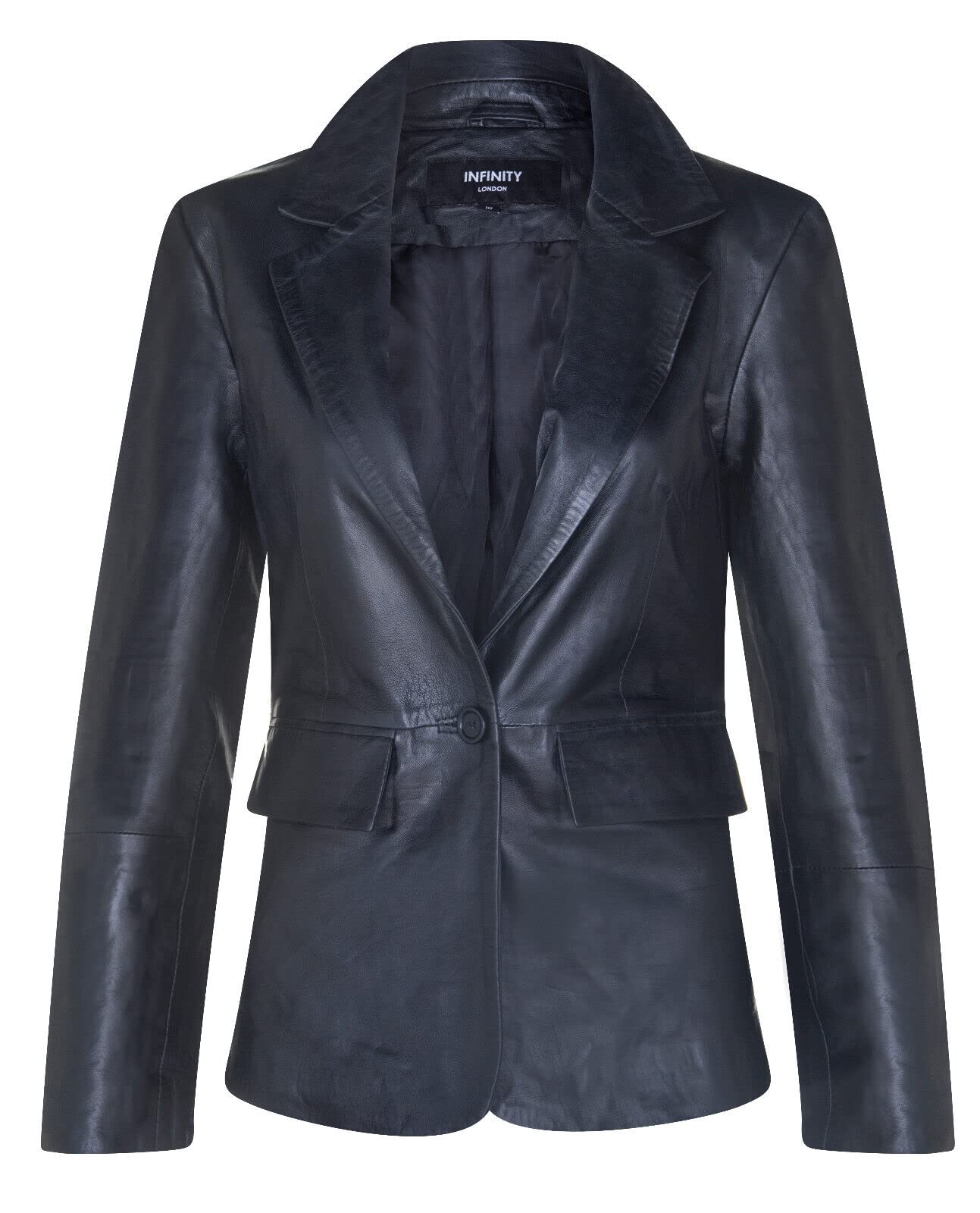 Ladies Black Real Leather Blazer Jacket Casual Retro One Button Classic Jacket 5XL