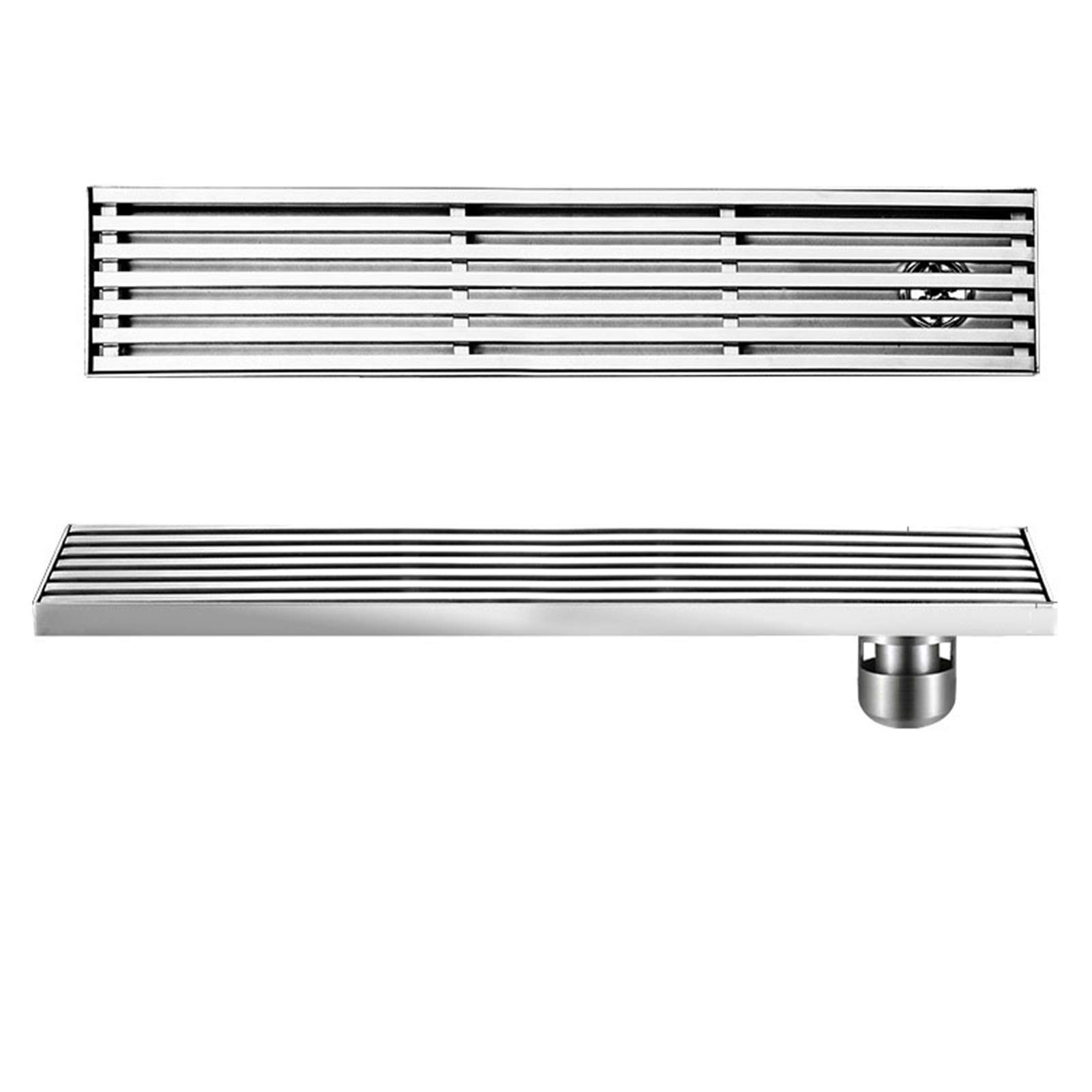 Desagüe de Ducha Lineal Canaleta de Ducha de Acero Inoxidable Drenaje Rectangular con Cubierta Extraíble y Canal Lineal de Drenaje Rápido para Cocina, Baño, Ducha, Garaje y Sótano