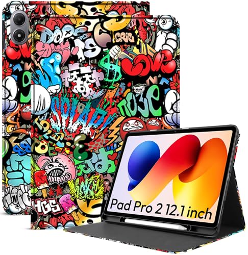 Image of Robustrion Cover for Redmi Pad 2 Pro 12.1 inch Cover Case with [Pencil Holder], Folio Cover Case for Redmi Pad 2 Pro Tablet Cover [Auto Sleep Wake Support] - Hippy