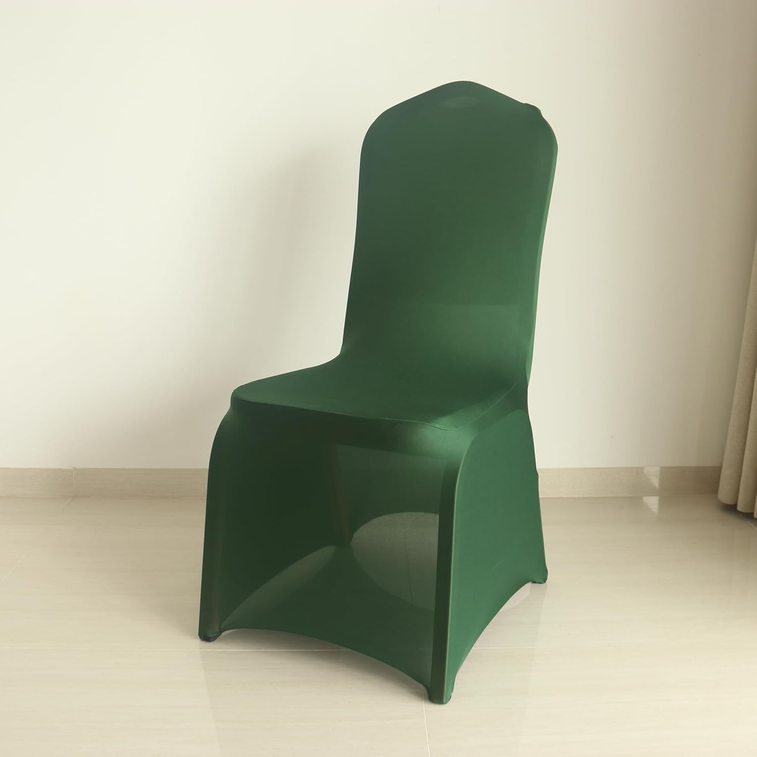 1 4 60 100Pieces White Wedding Chair Covers Stretch Polyester Spandex for Wedding Party Banquet Seat Covers (Wood Green, 60PCS)