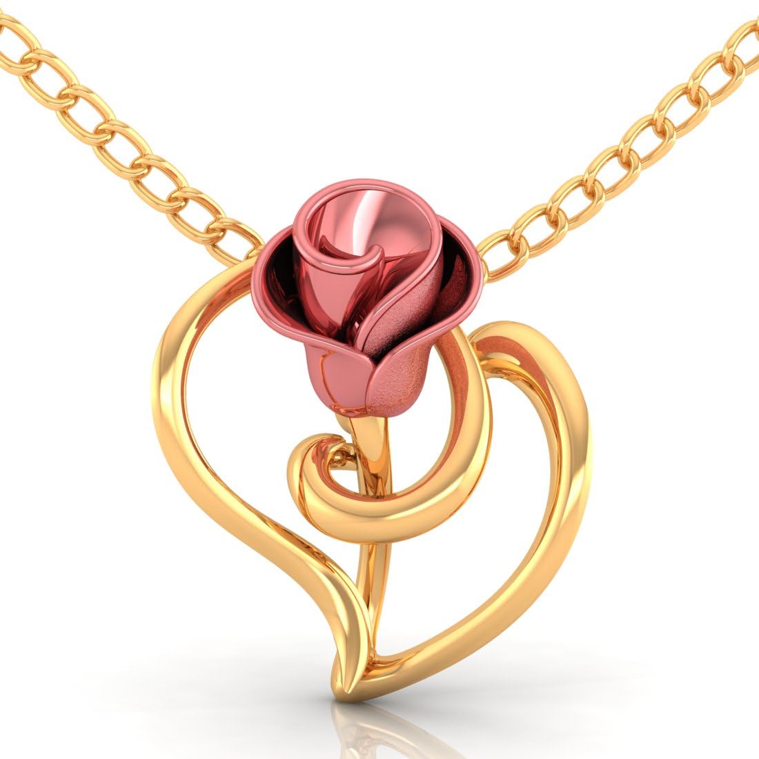18Kt (750) Yellow Gold With A Rose On A Leaf Design Pendant (Without Chain) For Women And Girls - 0.75 Grams-image-17