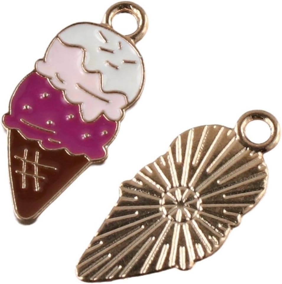 40Pcs Ice Cream Cone Enamel Charms Pendants,4 Styles Ice-Cream Ball Pendants for Jewelry Making - Image 6