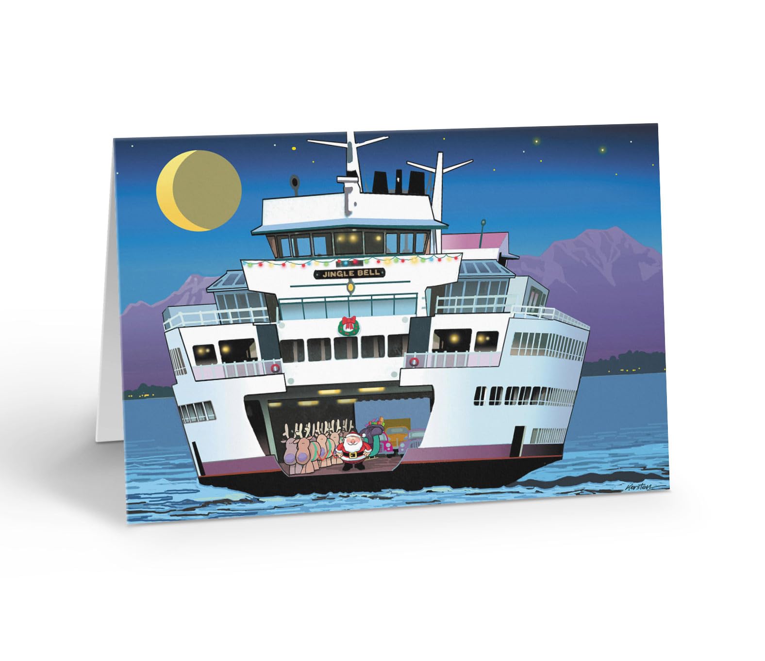 Stonehouse Collection | Seattle Ferry Boat Christmas Cards | Seattle Washington Christmas Cards | 12 Christmas Cards & Envelopes (Seattle Ferry Ride)