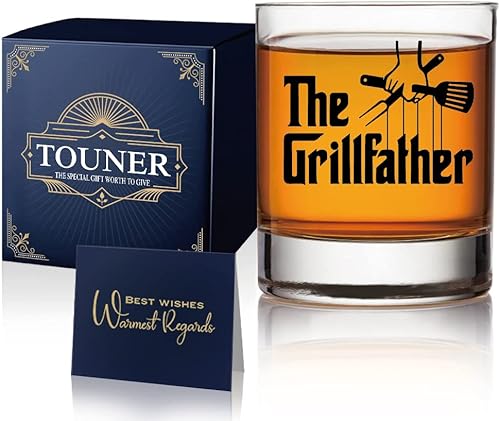 TOUNER GrillFather - Vasos de whisky, divertidos regalos para la parrilla para hombres, regalo de barbacoa para hombre, regalo de cocina para papá