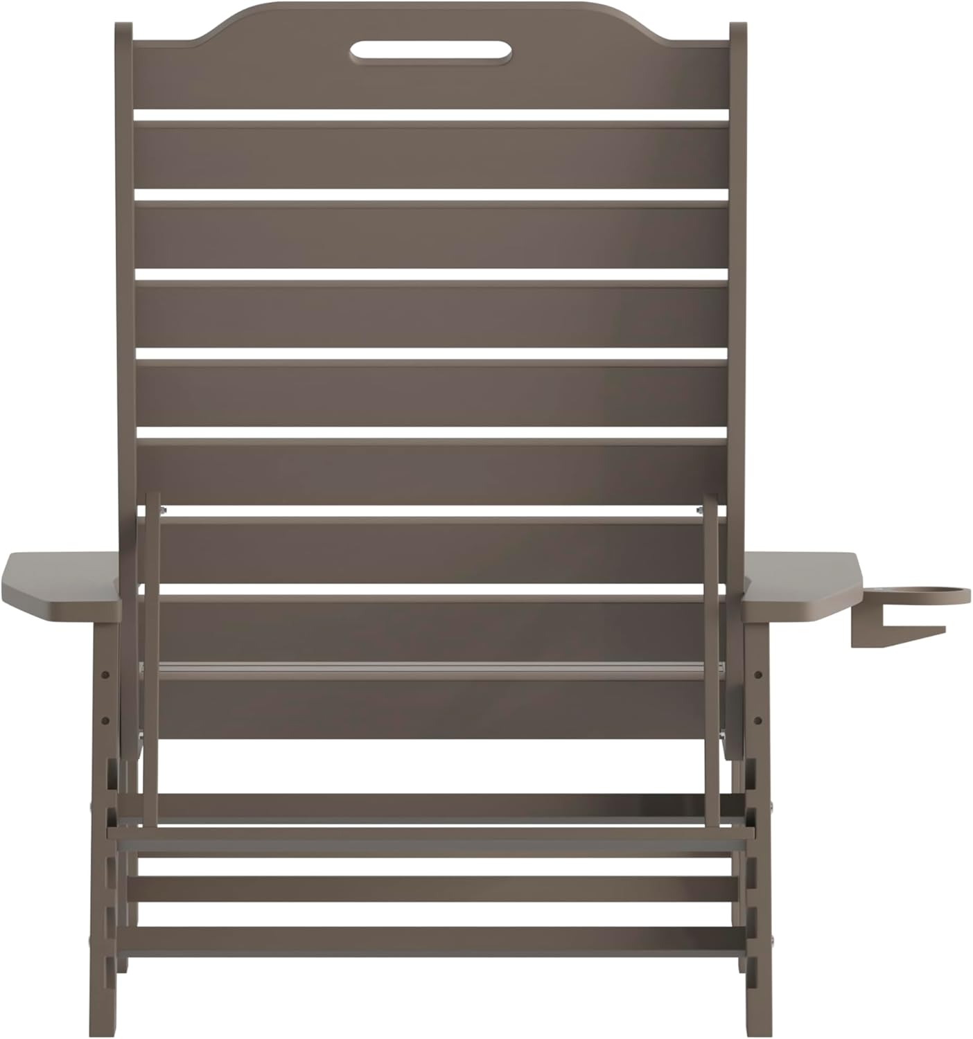 Taylor & Logan Edgley Adjustable Adirondack Lounger with Cup Holder- All-Weather Indoor/Outdoor HDPE Lounge Chair in Brown