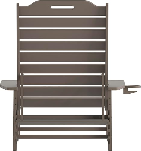 Miniatura 7 de Flash Furniture Monterey Tumbona Adirondack ajustable con soporte para tazas, silla de descanso de polietileno de alta densidad para todo tipo de