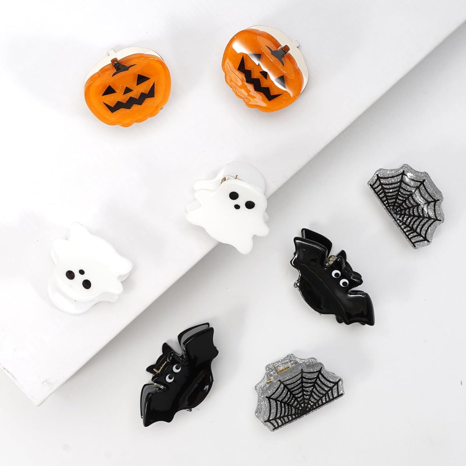 Mini Halloween Holiday Hair Claw Clips for Girls Pumpkin Ghost Bat Spider Web Fun Hair Clips Cute Halloween Hair Accessories for Women 8pcs - Image 9