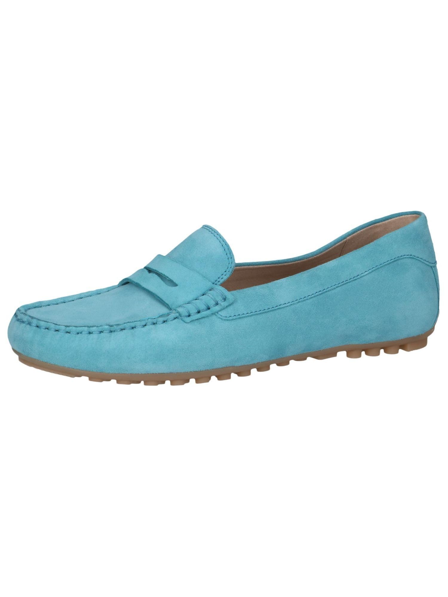 CAPRICE Women's Leather Moccasins Elegant, Blue (Blue Suede), 4 UK