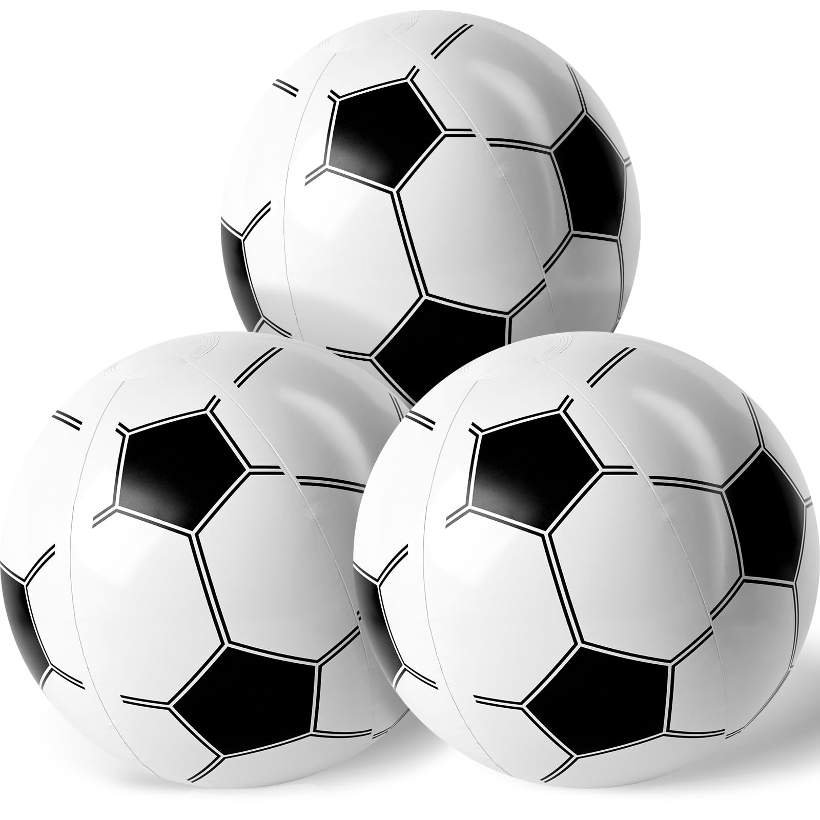 LovesTown 3PCS Inflatable Soccer Balls, 12 Inch Large Beach Balls for Soccer Party Decorations, Pool Party Favors