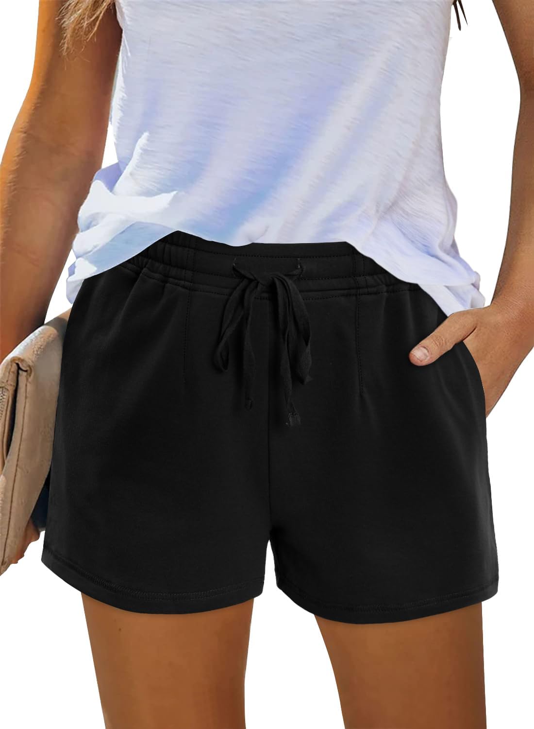 Angerella Womens Shorts with Pockets Summer Casual Shorts for Women Comfy Elastic Waist Lightweight Short Pants - Image 2