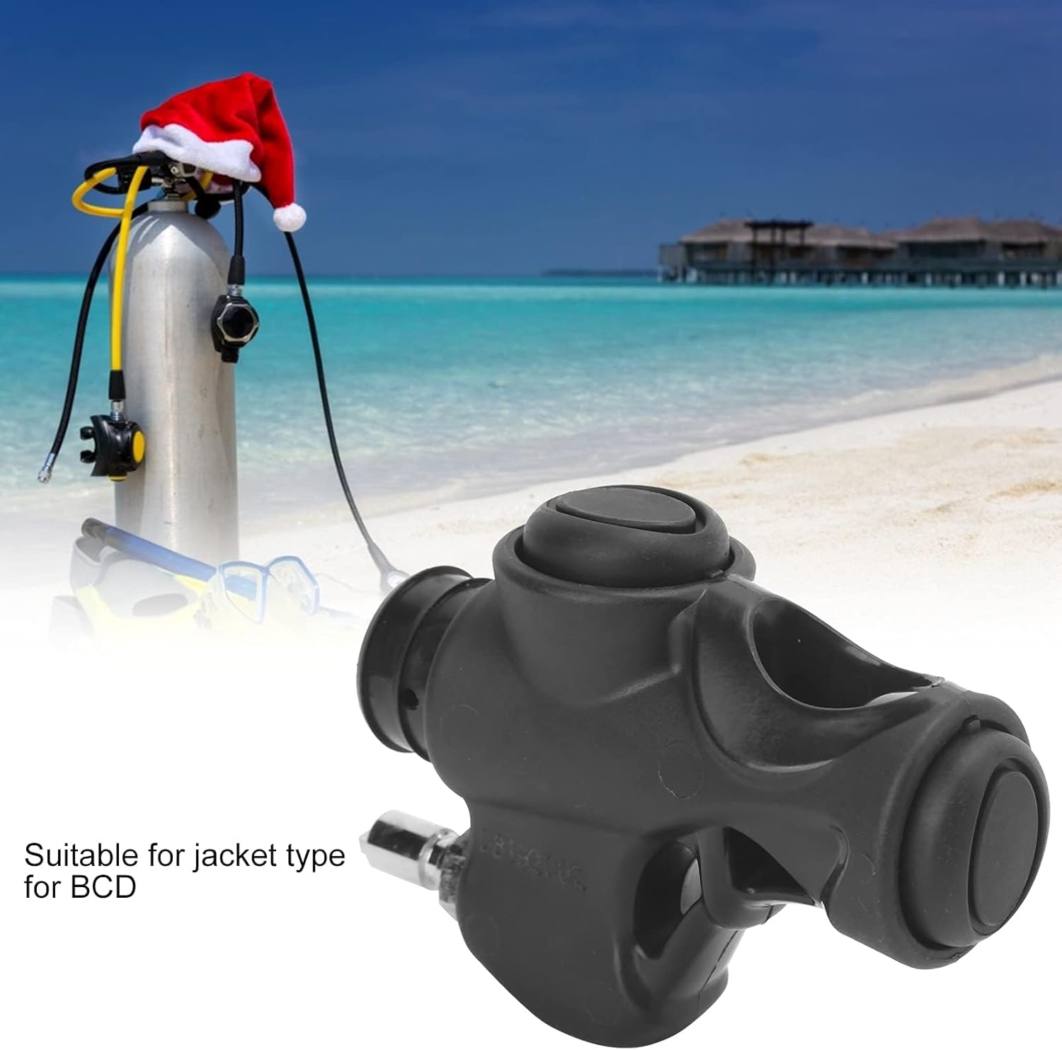 BCD Power Inflator, Nylon and Brass Mini K Shaped Valve Low Pressure Scuba Diving Valve Portable Scuba Air Compressor for 3/4in Hose