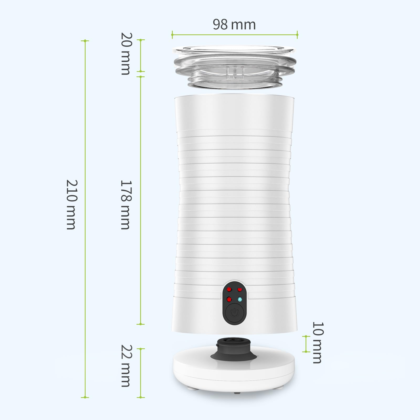 Morpilot Montalatte elettrico 4 in 1, Schiumalatte per Schiuma di Latte Calda e Fredda, Automatico con 4 Modalità, Design Antiscivolo, 400 W, 240 ml - Bianco