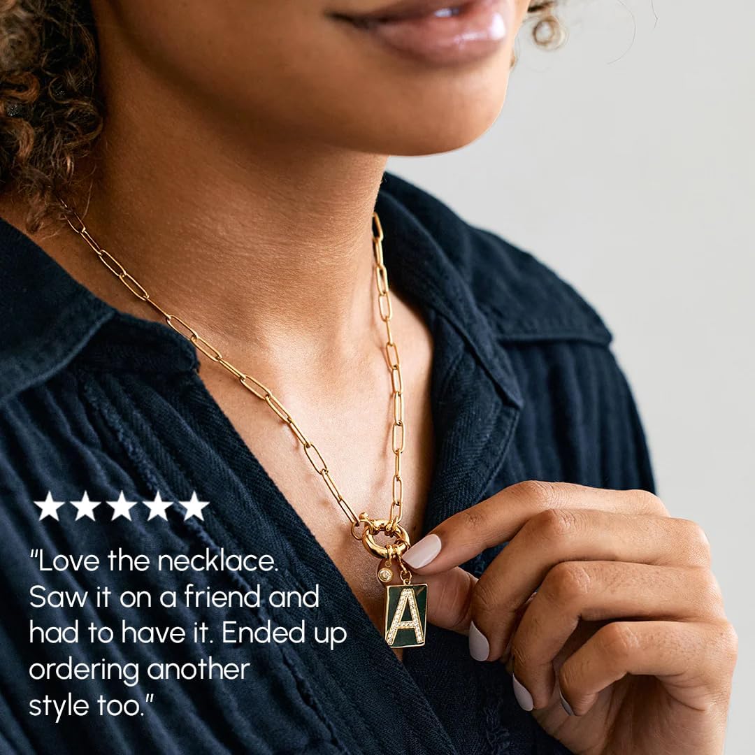 Mint & Lily Pave Initial Pendant Necklace with Paperclip Chain - Image 5