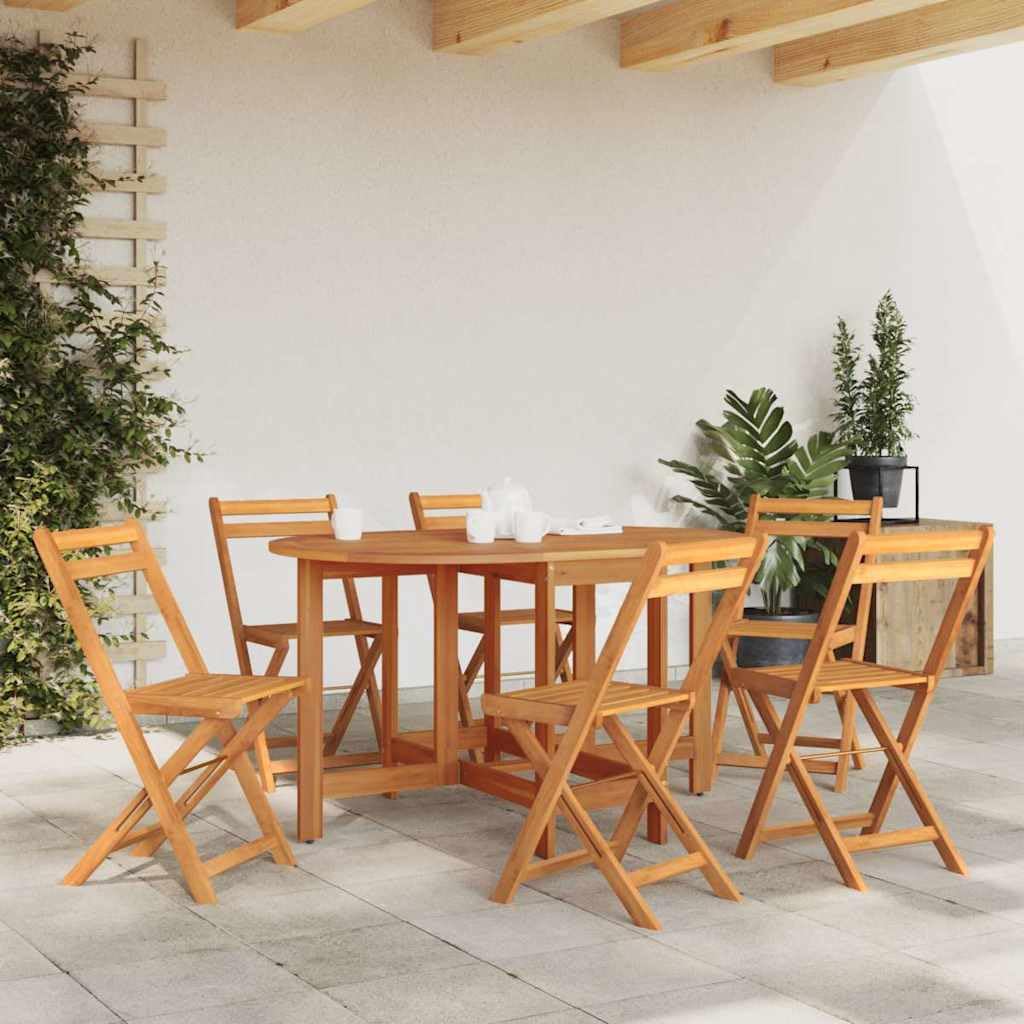 vidaXL Mesa para Exterior Jardín Ovalada de Alas Abatibles de Madera de Acacia