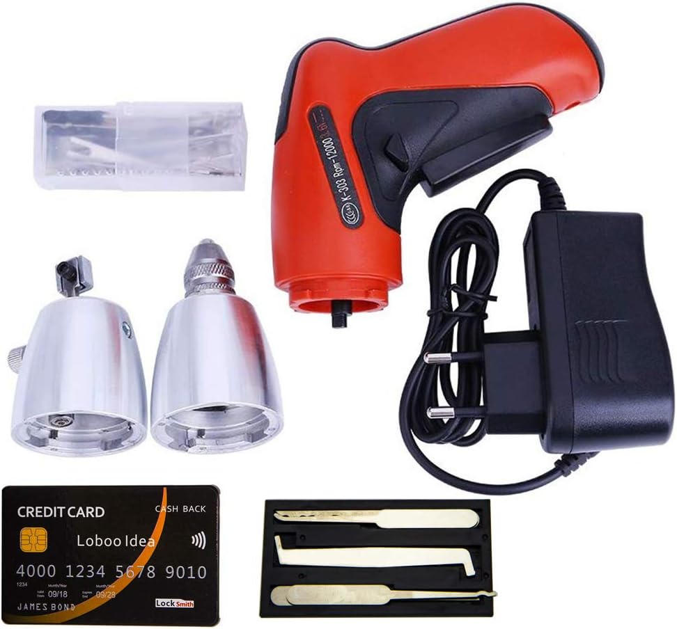 Loboo Idea Electric Lock Pick Gun and Credit Card Lock Picking Tool Kit, Lock Picking Tool Gun Lock Picks Kit for Professional Locksmiths and Beginners