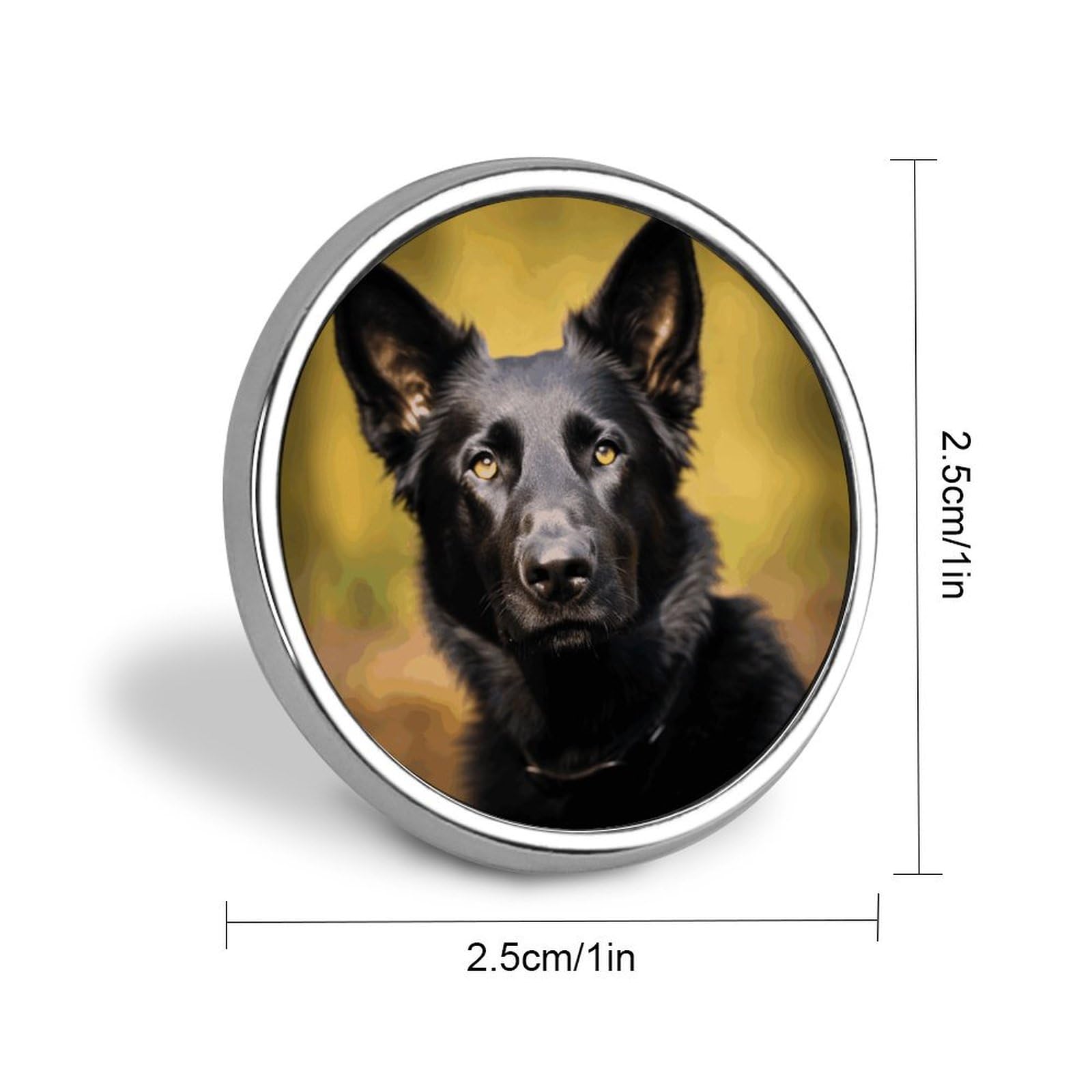 Round Brooch Pin Decoration Clothing Brooch Fashion German Shepherd Dog Lapel Pin Decorative for Party Wedding Gift Women/men Gift