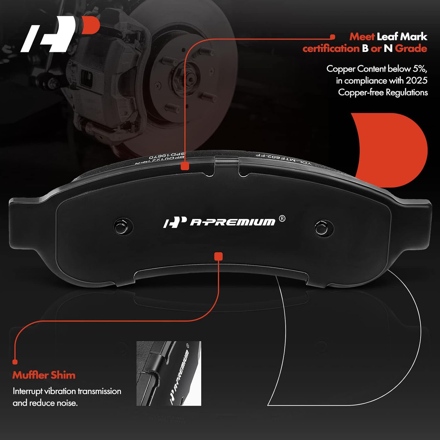 A-Premium Rear Disc Brake Calipers with Ceramic Pads Compatible with Ford F-250 Super Duty 2008-2012, F-350 Super Duty 2009-2012 6-PC Set