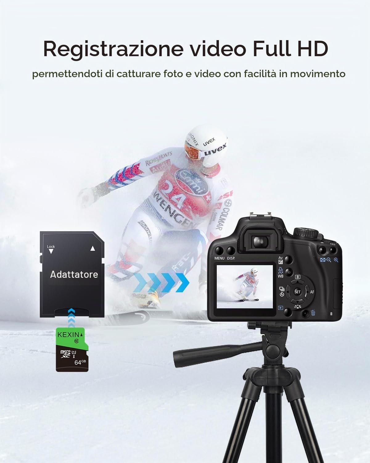 KEXIN Micro SD 64 GB, Scheda Micro SD 64GB Scheda di Memoria microSDXC con Adattatore, U1, C10 Microsd Card Confezione da 10 per Telefono, Videocamera, Switch, Tablet